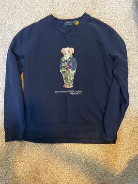 Polo by Ralph Lauren Navy Bear Graphic Crewneck Sweatshirt